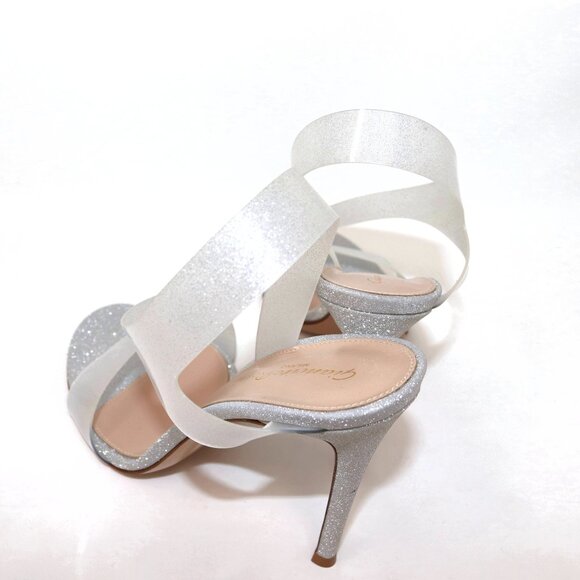 NEW Gianvito Rossi "Metropolis" 105 Glass Glitter Plexi Slingback Sandal Heels - Picture 11 of 16